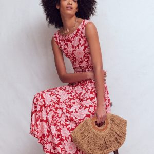 Tamsin Jersey Midi Dress-Spicy Red, Tigers Paradise