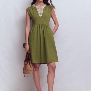 May Jersey Short Dress-Olive