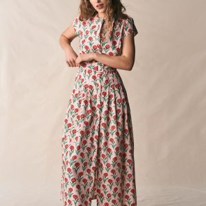 Arabella Cotton Maxi Dress-Pink Carnation Stem