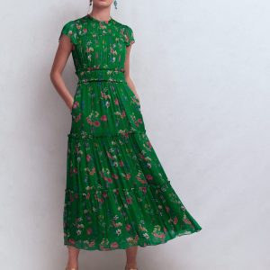 Sleeveless Ruffle Dress-Bear Grass, Delicate Blossom