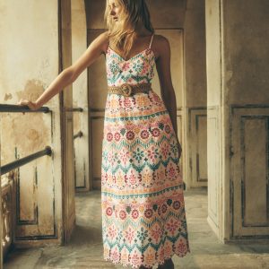 Empire Linen Broderie Dress-Multi Broderie