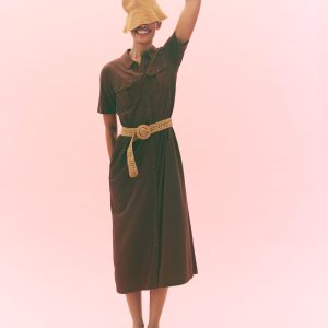 Mavis Midi Jersey Shirt Dress-Bitter Chocolate